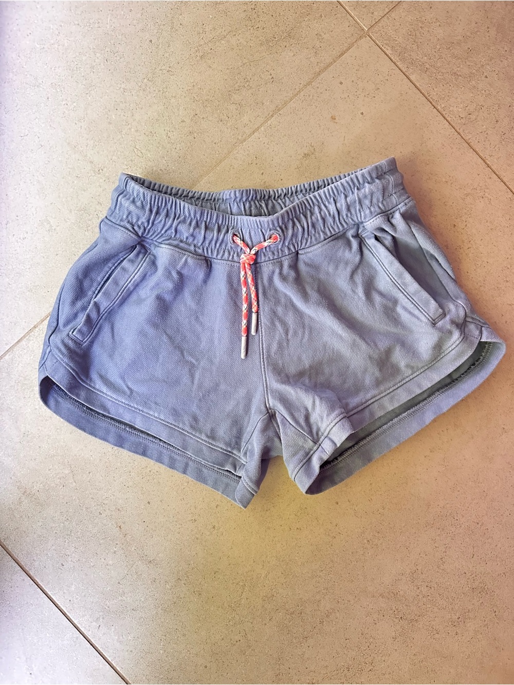 Athleta Girl All Day 2" Shorts dusty blue medium 8-10 Normcore athleisure lounge